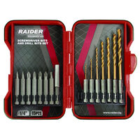 Set biti si burghie pt. surubelnita 15pcs, Raider Power Tools 157795