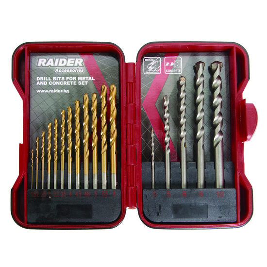 Set burghie pentru metal si zidarie ø1.5-10mm 17pcs, Raider Power Tools 157796