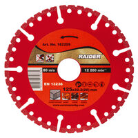 Disc de taiere diamantat universal 125x22.2mm RD-DD26, Raider Pro 162205