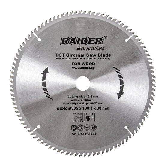 Disc circular pentru lemn 305x100Tx30mm, Raider Power Tools 163144
