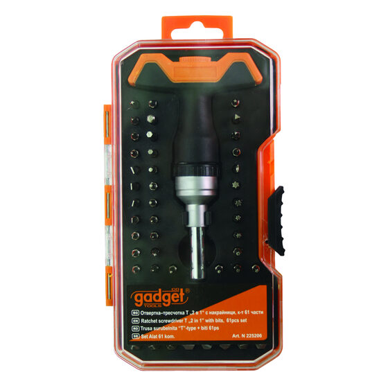 Surubelnita cu clichet ,maner T "2 in 1" cu biti , 61pcs set, Gadget 225206