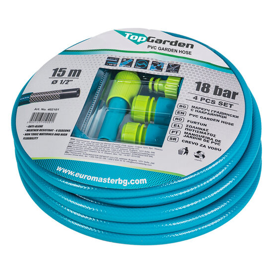 Furtun 1/2" x 15m T+ 4 accesorii TG, Top Garden 402101
