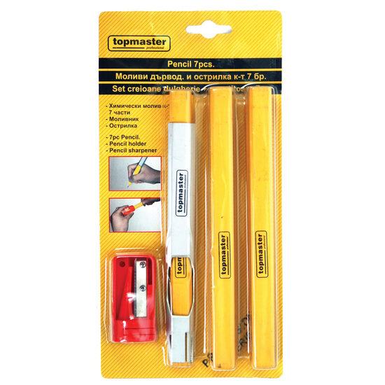 Creioane tamplar + ascutitoare set 7pcs TMP, Top Master Pro 549938