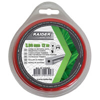 Fir patrat pt motocoasa Ø3.0mm х 12m rosu insertie, Raider Garden Tools 110282