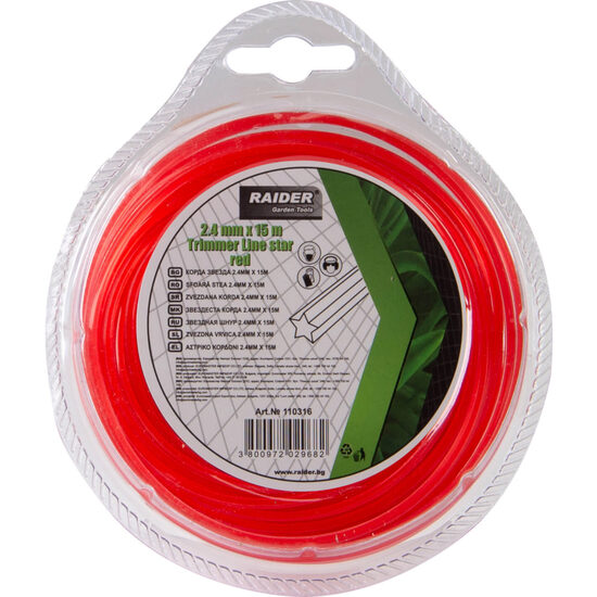 Fir stea pentru motocoasa Ø2.4mm х 15m rosu, Raider Garden Tools 110316
