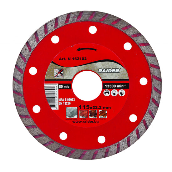 Disc diamantat Turbo 115x22.2mm RD-DD05, Raider Power Tools 162102
