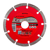 Disc diamantat segmentat DRY 125x22.2mm RD-DD02, Raider Power Tools 162104