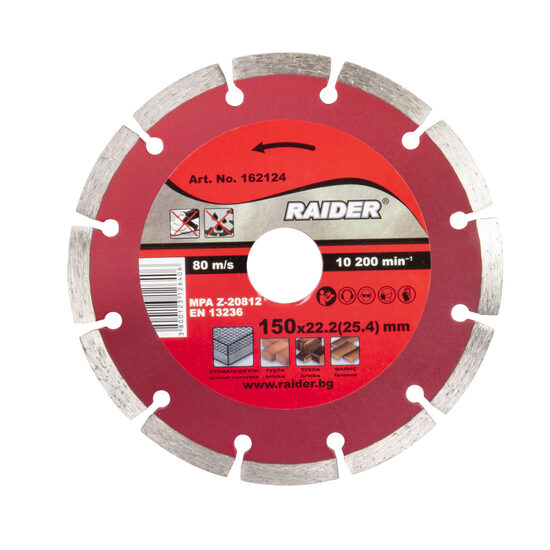 Disc diamantat segmentat DRY 150x22.2mm RD-DD23, Raider Power Tools 162124