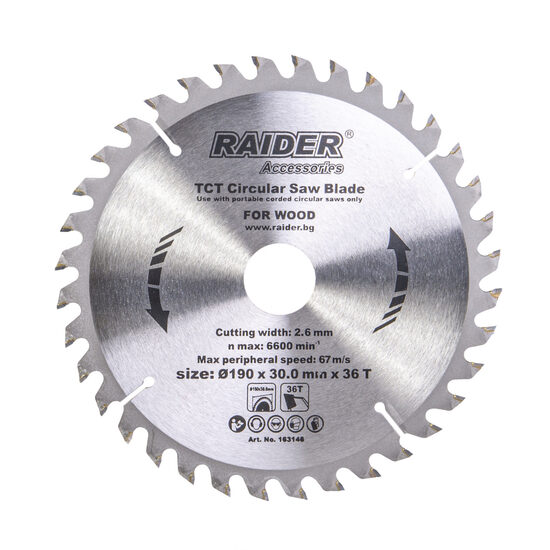Disc circular pentru lemn 190х36Тх30mm, Raider Power Tools 163146