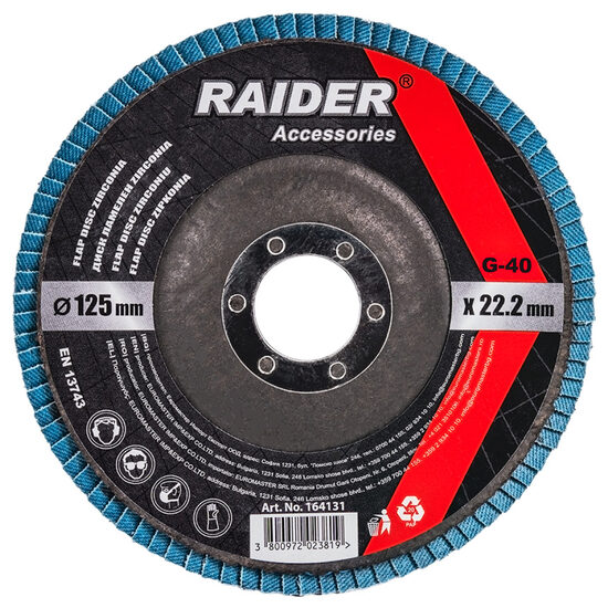 Disc lamelar zirconiu 125mm  G-40, Raider Power Tools 164131
