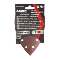 Set 10 foi abrazive perforate Velcro 150х150x100 mm P 180, Raider Power Tools 180739