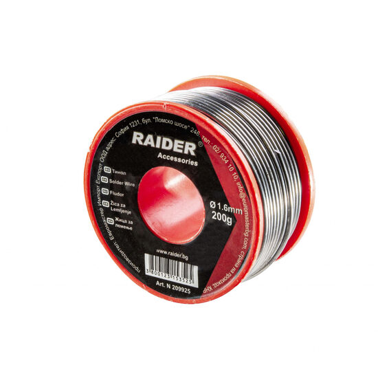 Fludor ø1.6mm 200g 60%Sn 40%Pb, Raider Power Tools 209925