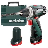 Metabo PowerMaxx BS Basic - Masina de gaurit si insurubat cu 2 acumulatori, Li-Ion, 12 V, 2 Ah, 34 Nm, valiza plastic