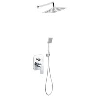 Set 5 in 1 Square: BAQ7P baterie ingropata dus cu cap dus fix metalic, para dus mobila , furtun flexibil si racord, Ferro BAQ7P-SET1-S