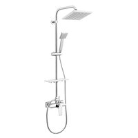 Set 2 in 1 Square: BAQ7 baterie perete dus,  cu set bara dus cu suport culisant, dus fix si para dus mobila, crom, Ferro NP74-BAQ7U