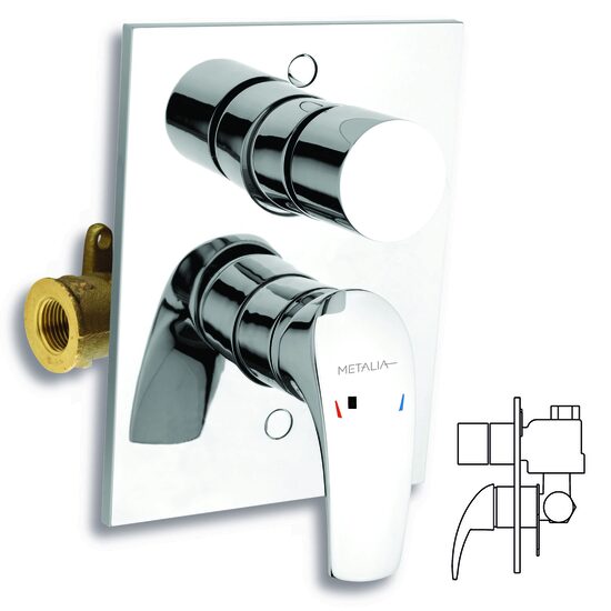 Baterie ingropata cada/dus Metalia 57, crom, Ferro 57050R,0