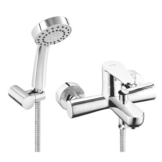 Baterie perete cada/dus Algeo, crom cu accesorii, Ferro BAG11