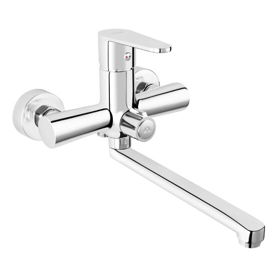 Baterie perete cada/dus Algeo, crom cu pipa mobila fara accesorii, Ferro BAG3A