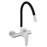 Baterie perete lavoar/spalator Algeo, crom cu pipa elastica neagra, Ferro BAG5UFB