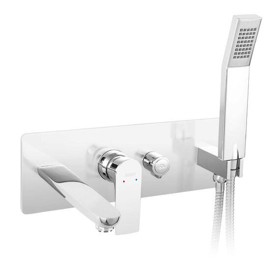 Baterie ingropata cada/dus Square, crom cu pipa si set dus, Ferro BAQ11P