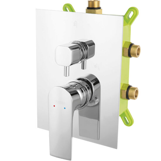 Baterie ingropata cada/dus 3 iesiri Square, crom cu caseta montaj, Ferro BAQ7P3BOX