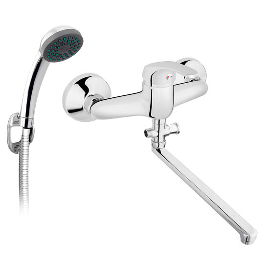 Baterie perete cada/dus Basic, crom cu accesorii, Ferro BBC55A