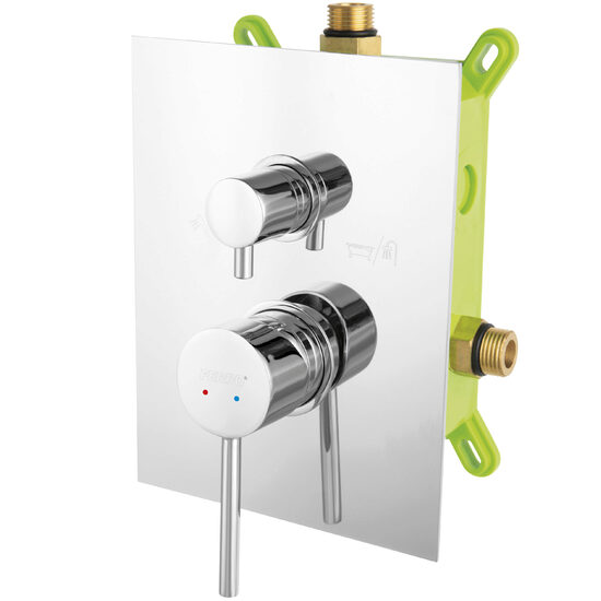 Baterie ingropata cada/dus 3 iesiri Fiesta, crom cu caseta montaj, Ferro BFI7P3BOX