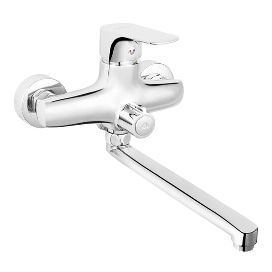 Baterie perete cada/dus Tiga, crom cu pipa mobila, Ferro BTG3A