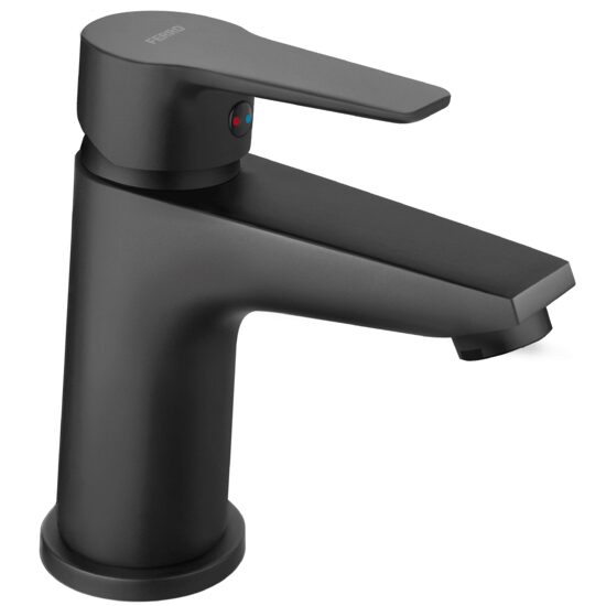 Baterie stativa lavoar Ritto, negru cu ventil click-clack, Ferro BTR2BL