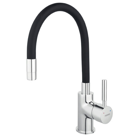 Baterie stativa spalator Zumba, crom/negru, pipa elastica, Ferro BZA4B