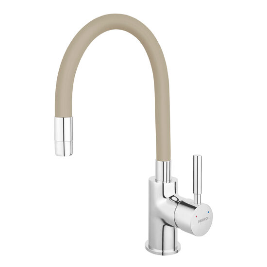 Baterie stativa spalator Zumba, crom/bej, pipa elastica, Ferro BZA4P