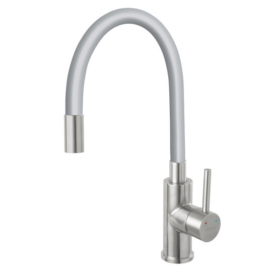 Baterie stativă spălător Zumba Inox, pipa elastica gri, Ferro BZA4SSS