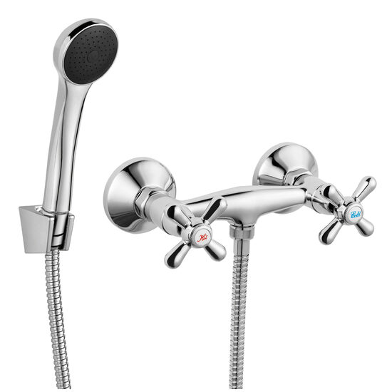 Baterie perete dus Retro, crom cu accesorii, Ferro XR77