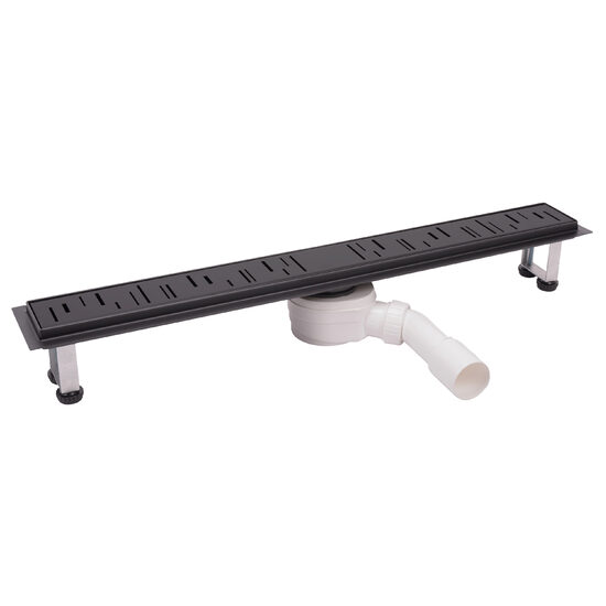 Rigola dus inox Ora L= 700 mm cu model grila drept cu sifon DN40/50, negru, Ferro OL1-70-BL