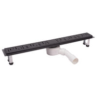 Rigola dus inox Ora L= 800 mm cu model grila drept cu sifon DN40/50, negru, Ferro OL1-80-BL