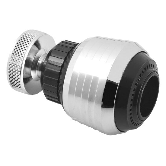 Regulator de debit scurt cu 2 functii, crom/negru pt. baterii spalator, Ferro P10