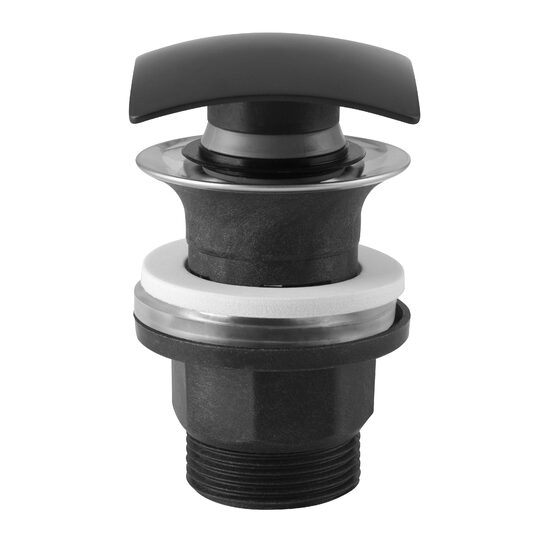 Ventil lavoar din PP cu dop pătrat din alamă, negru, Ferro S290BL-B