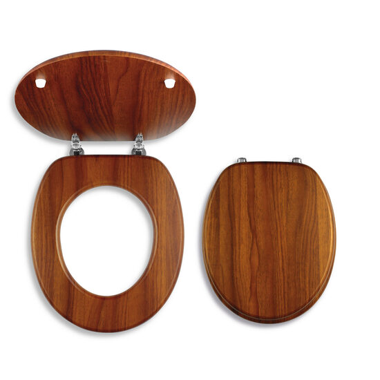 Capac WC din lemn de stejar, natur inchis, Ferro WC/DUB2