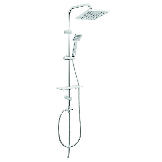 Set bara dus cu suport culisant, dus fix, para dus mobila si polita Squerto Lux, crom, Ferro NP24