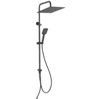 Set bara dus cu suport culisant, dus fix si para dus mobila Wizard Square Pro, negru, Ferro NP48-BL