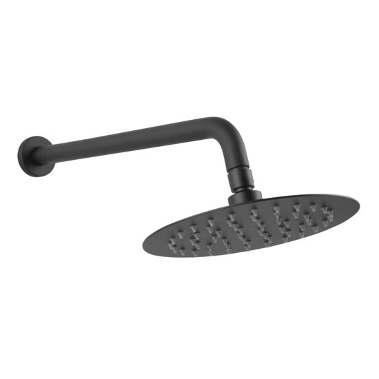 Cap de dus fix 200 mm cu brat din perete, negru , Ferro NPT11BL