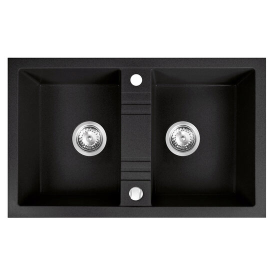 Chiuveta granit, 2 cuve 48x78 MEZZO II, grafit, Ferro DRGM2/48/78BA