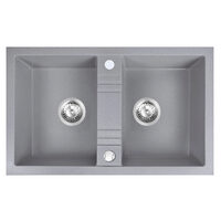Chiuveta granit, 2 cuve 48x78 MEZZO II, gri, Ferro DRGM2/48/78GA