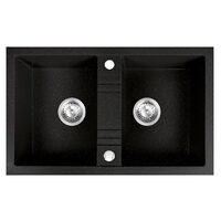 Chiuveta granit, 2 cuve 48x78 MEZZO II, grafit shine, Ferro DRGM2/48/78HA
