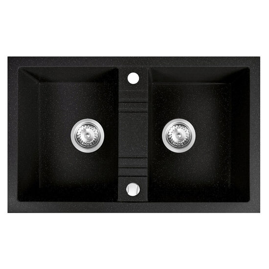 Chiuveta granit, 2 cuve 48x78 MEZZO II, grafit shine, Ferro DRGM2/48/78HA