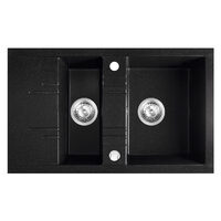 Chiuveta granit, 2 cuve si storcator 48x79 MEZZO II, grafit, Ferro DRGM3/48/79BA