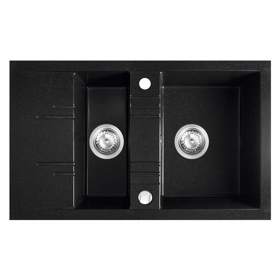 Chiuveta granit, 2 cuve si storcator 48x79 MEZZO II, grafit, Ferro DRGM3/48/79BA