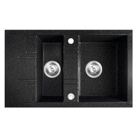 Chiuveta granit, 2 cuve 48x79 MEZZO II, grafit shine, Ferro DRGM3/48/79HA