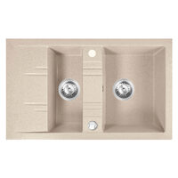 Chiuveta granit, 2 cuve si storcator 48x79 MEZZO II, nisip, Ferro DRGM3/48/79SA