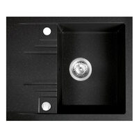 Chiuveta granit, 1 cuva si storcator 48x58 MEZZO II, grafit shine, Ferro DRGM48/58HA